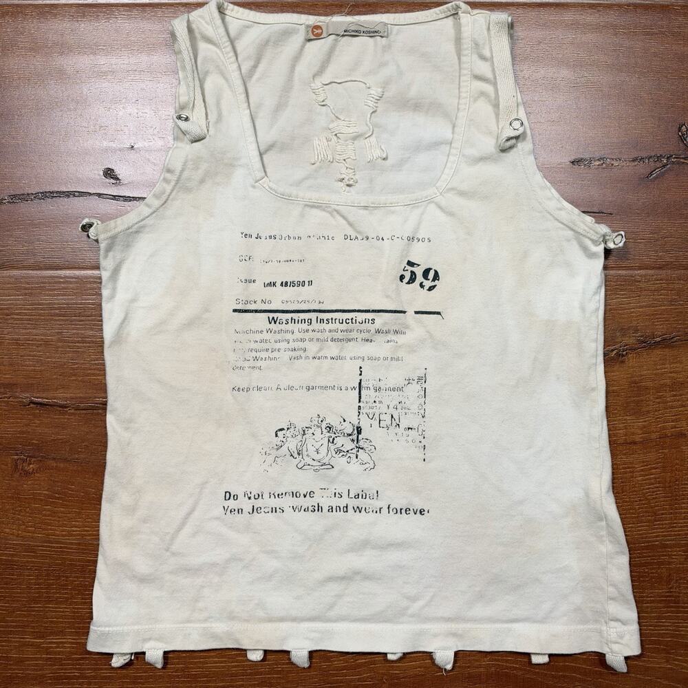 Michiko Koshino Crop Tank Top Women S Ivory Square Neck Archive Capsule Alt Rare